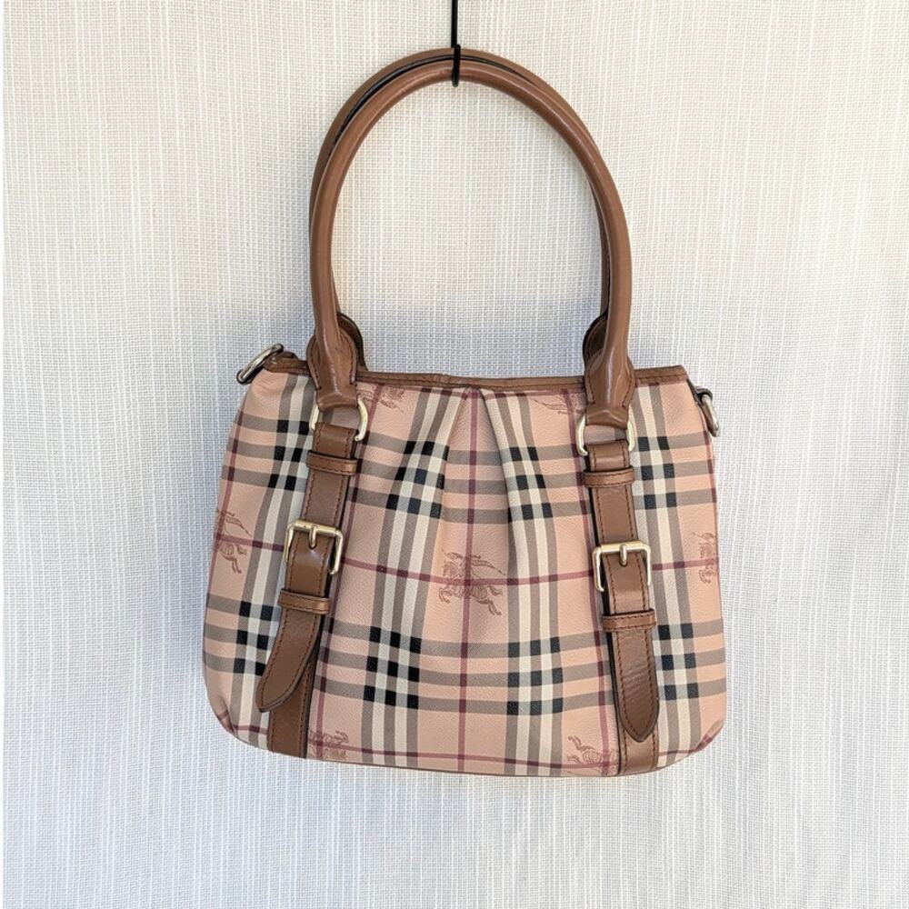Burberry Northfield Haymarket Tote with Strap Light Brown Leather ITTIVGRO58CAL